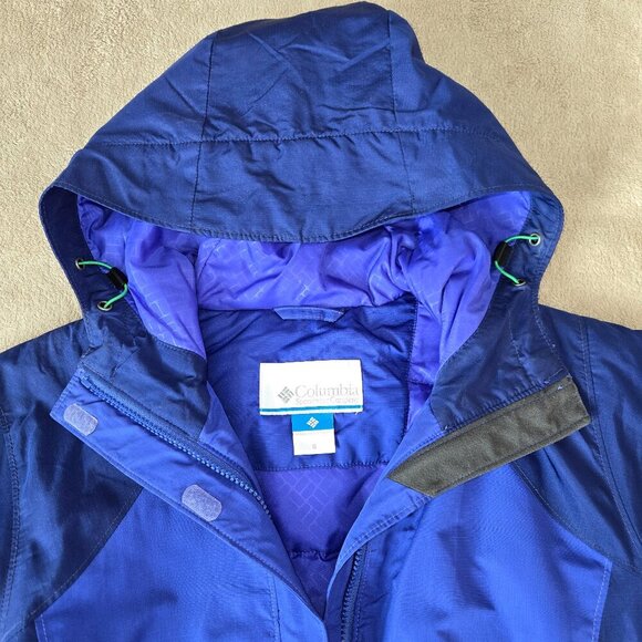 Columbia Y2K Ladies Hooded Jacket size S Omni-Shield Dark And Bright Blue - Picture 8 of 9